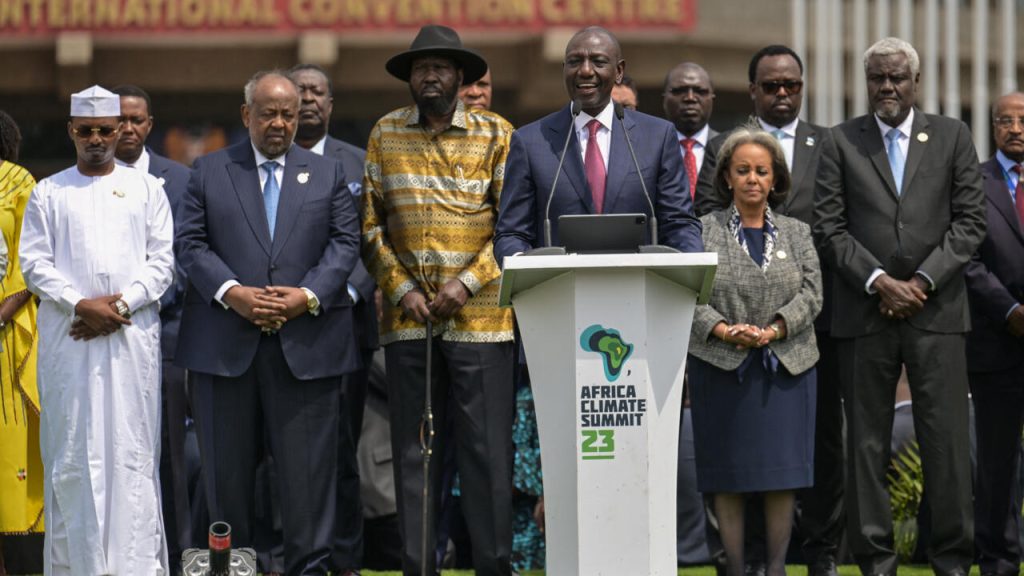 President Wlliam Ruto of Kenya, Chair of CAHOSCC and other African leaders read the Nairobi Declaration at the close of the ACS23 in Nairobi
